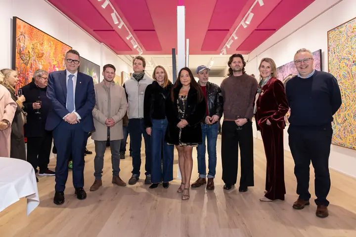 The gallery team together on opening night